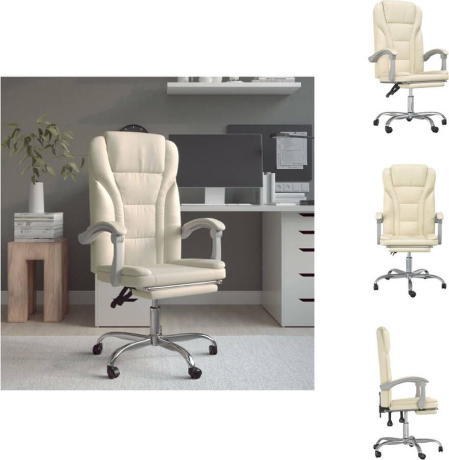 VidaXL Bureaustoel Verstelbaar Crème 63x56x112.5-122cm Duurzaam Kunstleer Bureaustoel