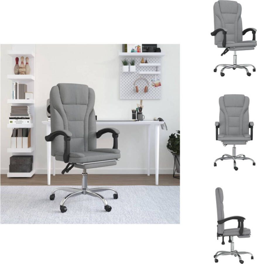 VidaXL Bureaustoel Verstelbaar Lichtgrijs Duurzaam materiaal Verstelbare rugleuning en voetensteun Handig ontwerp Stevig en stabiel frame 63x56x(112.5-122)cm Bureaustoel