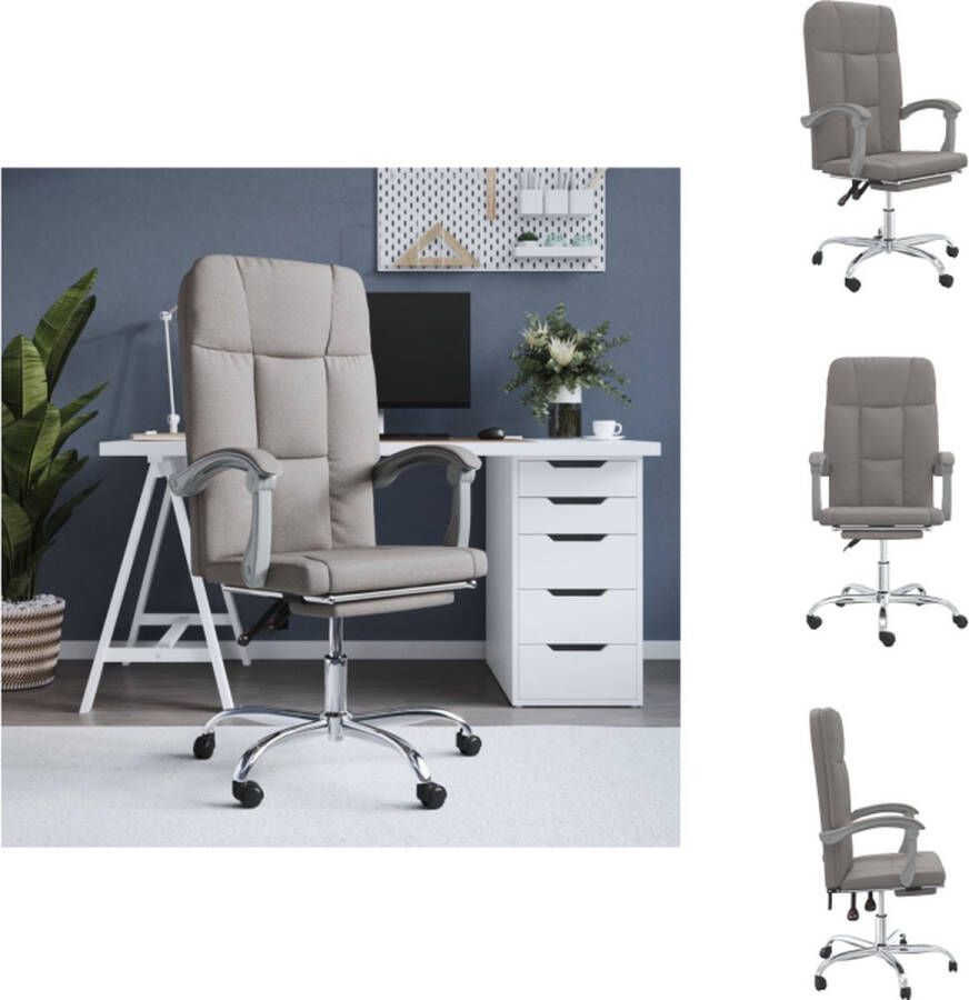 VidaXL bureaustoel verstelbaar taupe 63x59x(114.5-124)cm ademend duurzaam Bureaustoel