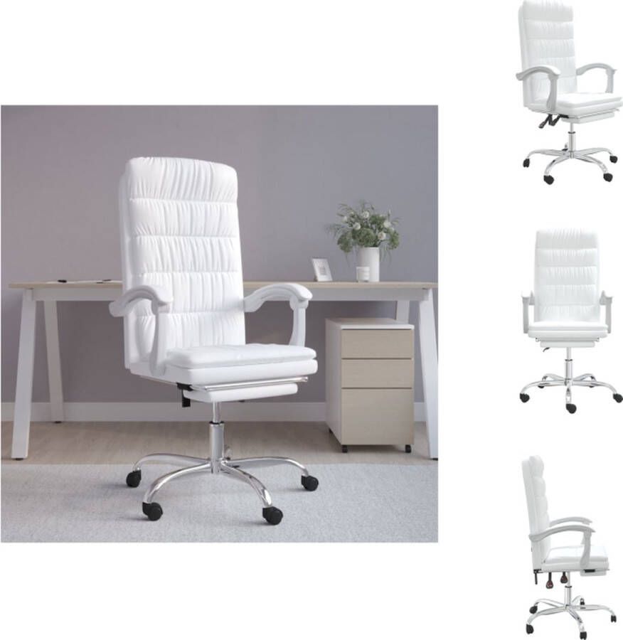 VidaXL Bureaustoel Verstelbaar Wit Kunstleer 63x56x(112.5-122)cm Duurzaam kunstleer Verstelbare rugleuning Bureaustoel