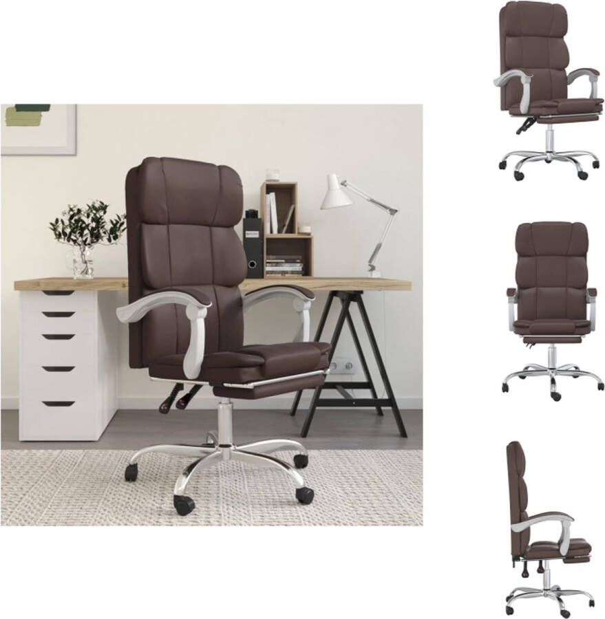 VidaXL bureaustoel Verstelbare rugleuning en voetensteun Bruin 63x56x(112.5-122)cm Trendy design Bureaustoel