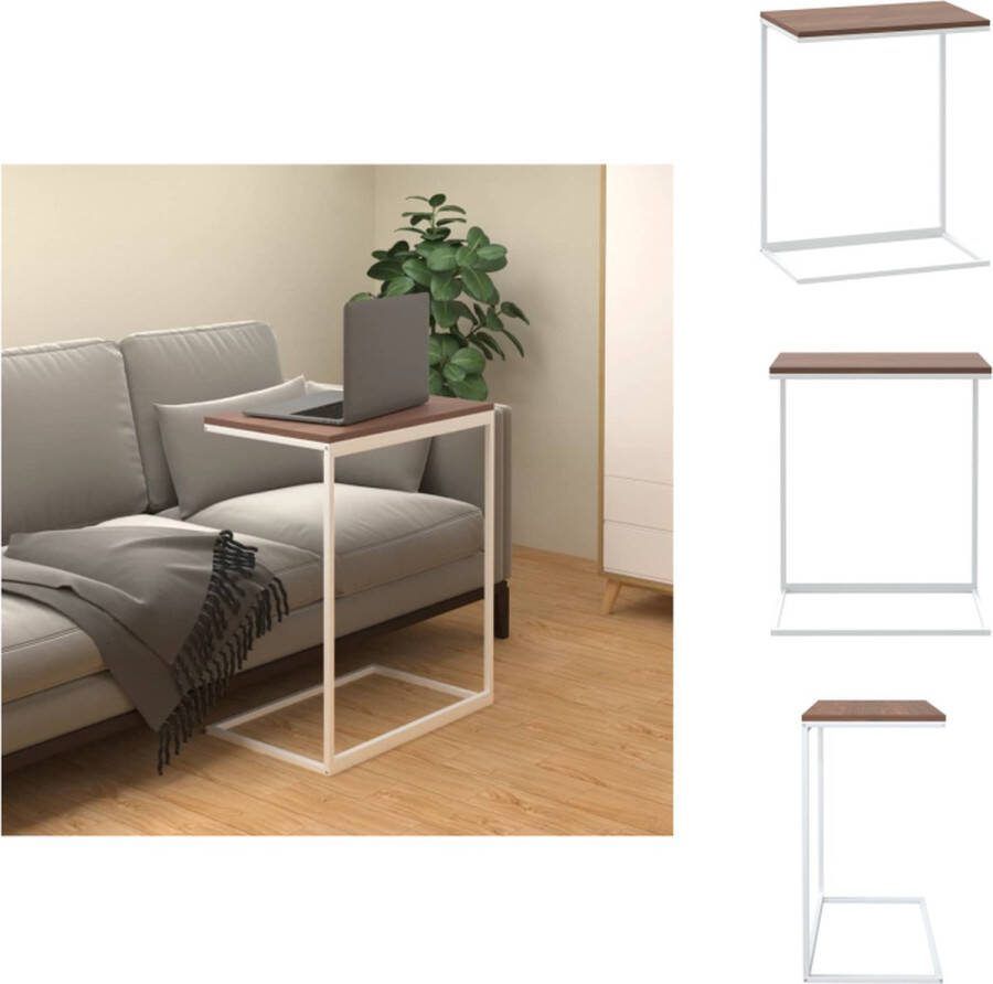 VidaXL C-vormige bijzettafel 55 x 35 x 66 cm wit en bruin Tafel