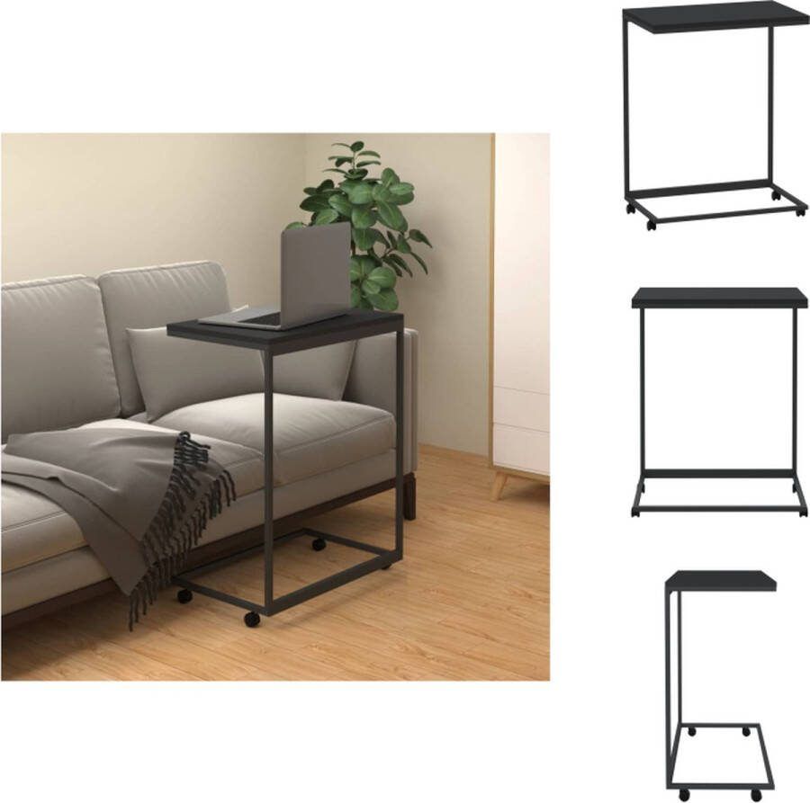 VidaXL C-vormige bijzettafel bewerkt hout en ijzer 55 x 35 x 70 cm zwart Tafel