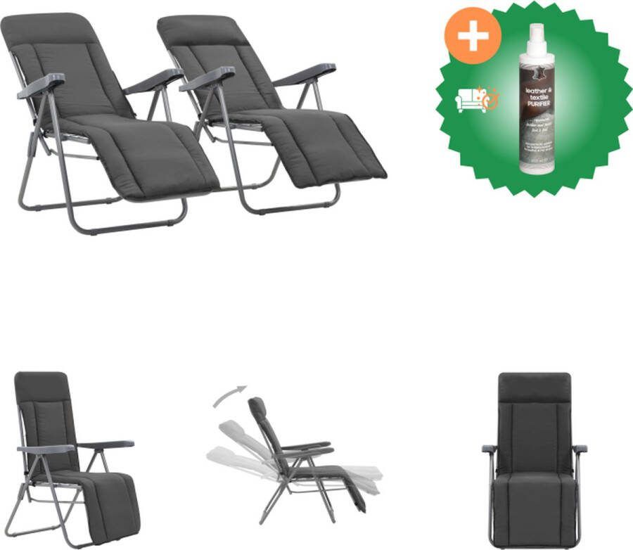 VidaXL Campingstoel Inklapbaar Verstelbaar Grijs 58 x 73 x 107 cm Tuinstoel Inclusief Reiniger