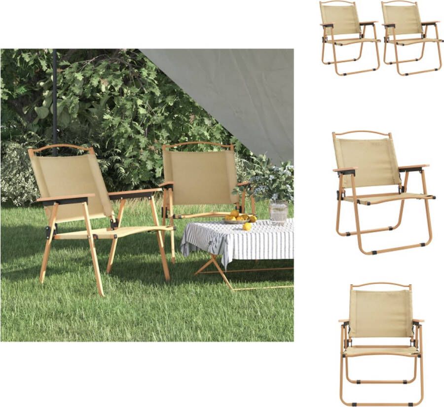 VidaXL Campingstoel Oxford stof Lichtgewicht en inklapbaar Stevig frame 54x55x78 cm (beige) 2 stuks Tuinstoel