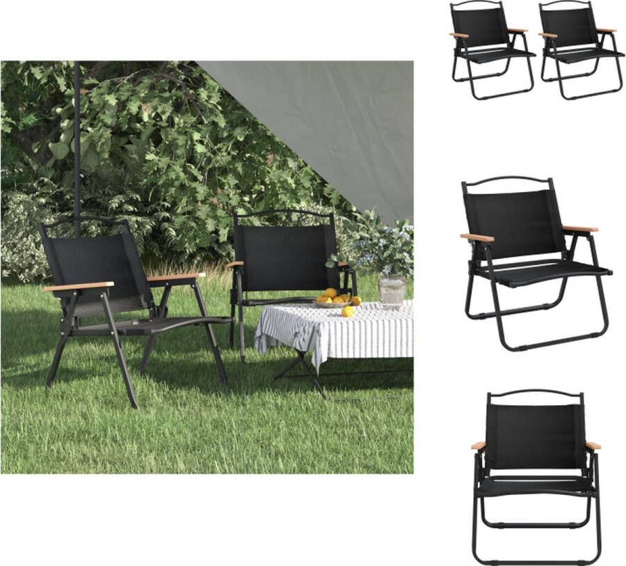 VidaXL Campingstoel Zwart 54x43x59 cm Duurzaam materiaal Stevig frame Lichtgewicht en inklapbaar Breed toepasbaar Inclusief 2 stoelen Tuinstoel