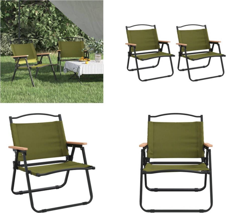 VidaXL Campingstoelen 2 st 54x43x59 cm oxford stof groen Campingstoel Campingstoelen Kampeerstoel Vouwstoel