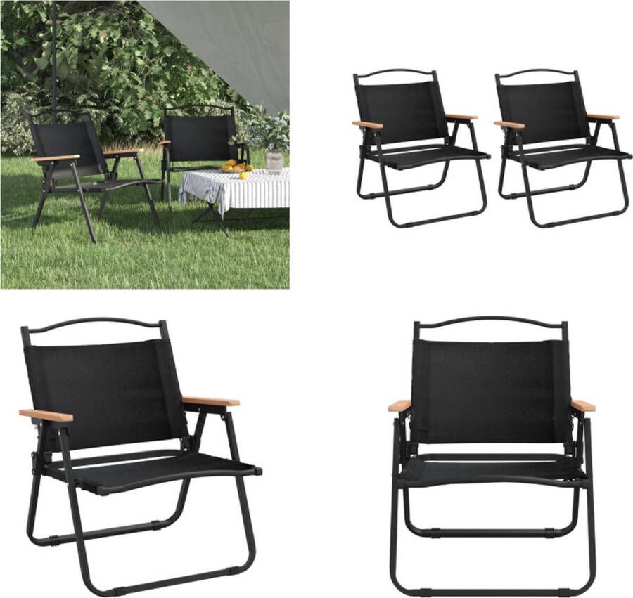 VidaXL Campingstoelen 2 st 54x43x59 cm oxford stof zwart Campingstoel Campingstoelen Kampeerstoel Vouwstoel
