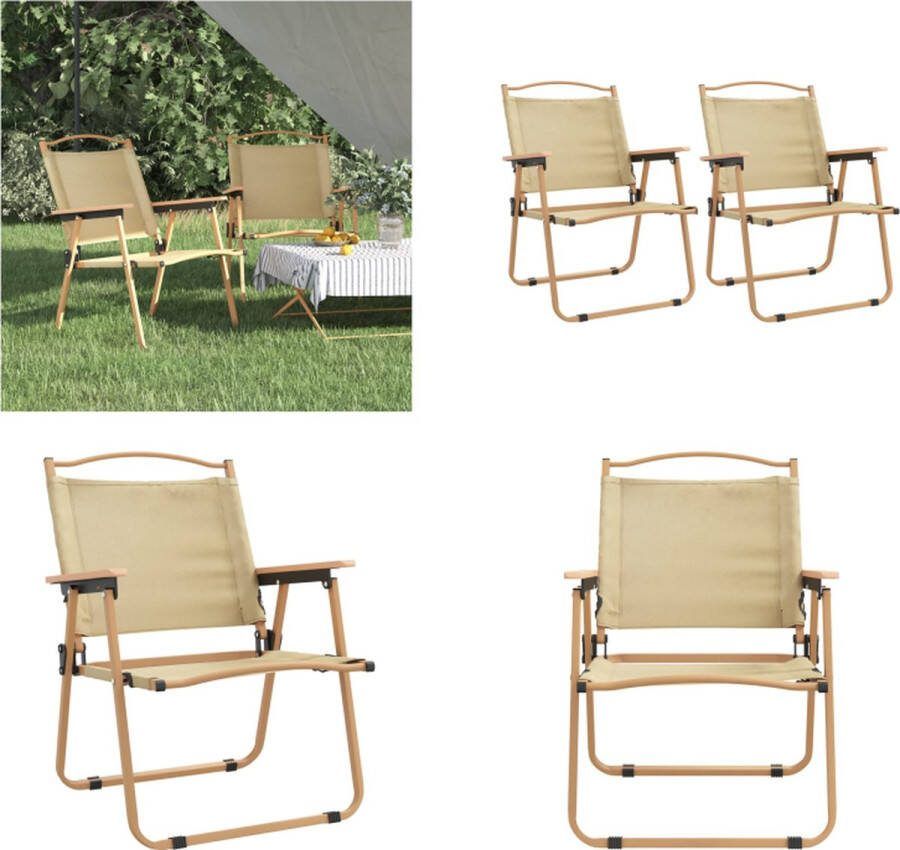 VidaXL Campingstoelen 2 st 54x55x78 cm oxford stof beige Campingstoel Campingstoelen Kampeerstoel Vouwstoel