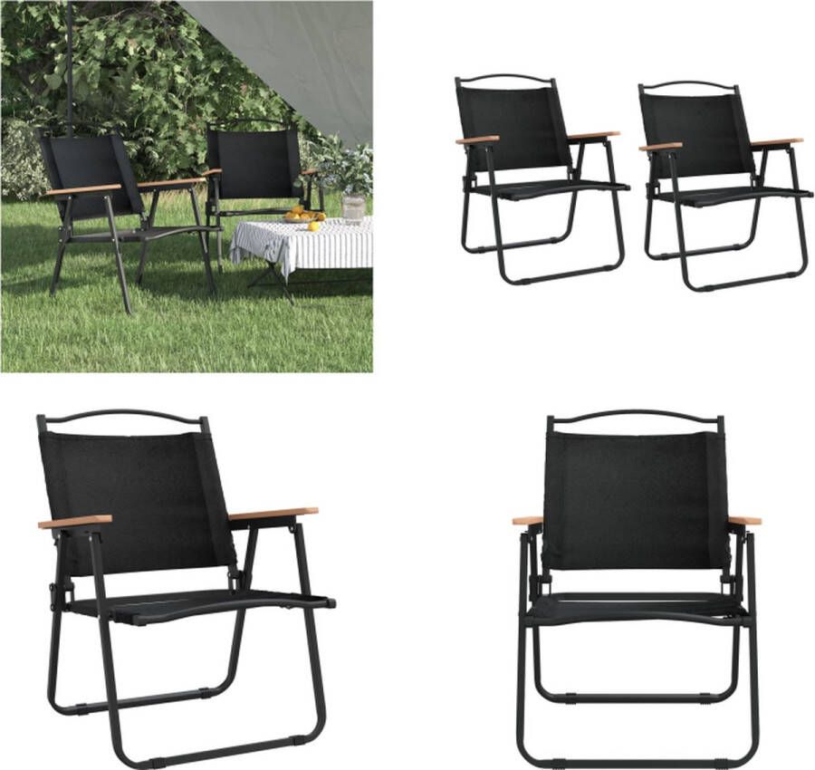 VidaXL Campingstoelen 2 st 54x55x78 cm oxford stof zwart Campingstoel Campingstoelen Kampeerstoel Vouwstoel
