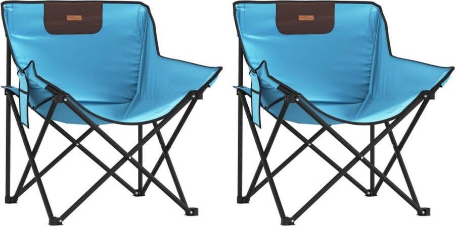 VidaXL Campingstoelen 2 st met vakje inklapbaar felblauw
