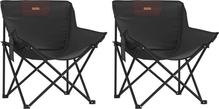 VidaXL Campingstoelen 2 st met vakje inklapbaar zwart