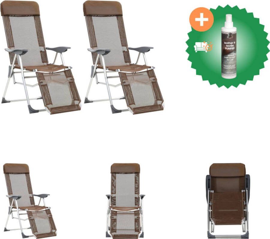 VidaXL Campingstoel Inklapbaar Bruin 58x78x114cm Textileen en aluminium Tuinstoel Inclusief Reiniger