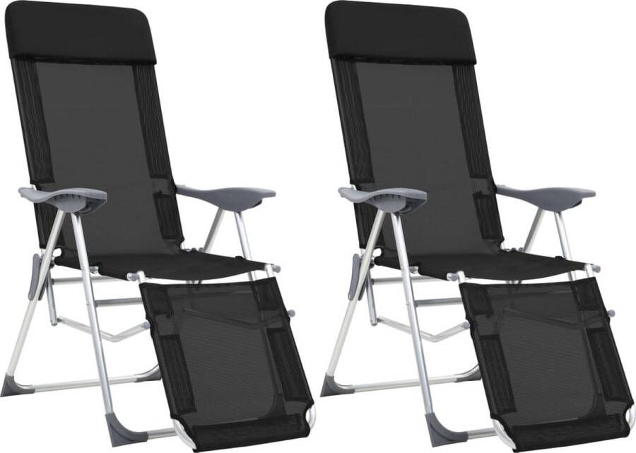 VidaXL -Campingstoelen-met-voetensteun-2-st-inklapbaar-textileen-zwart