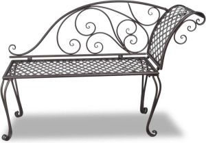 VidaXL Tuinbank Bruine metalen lounge tuinbank met rozenmotief 40717