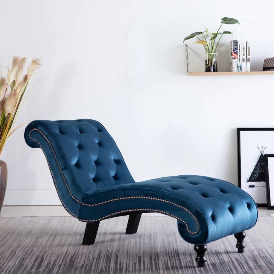 Vida XL vidaXL Chaise longue fluweel blauw-VXL-248608