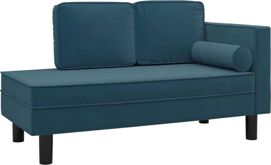 VidaXL -Chaise-longue-met-kussens-en-bolster-fluweel-blauw