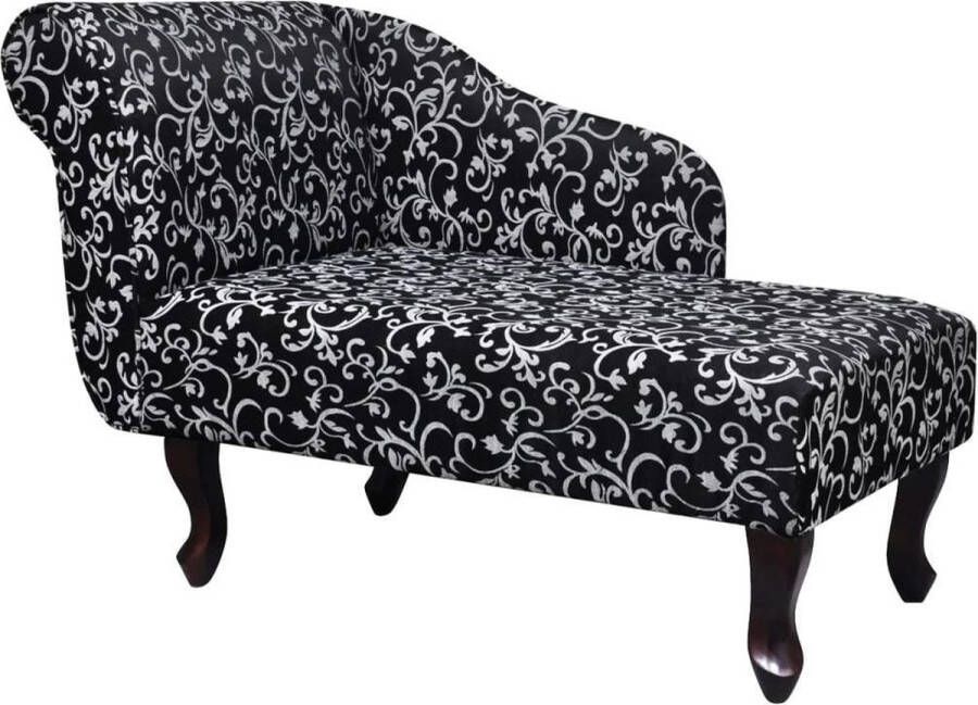 VidaXL -Chaise-longue-stof-zwart-en-wit