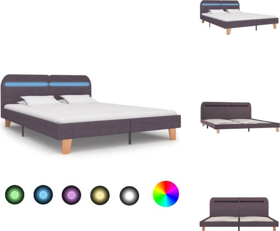 VidaXL Classic LED Bedframe taupe 208x185x80 cm geschikt voor matras van 180x200 cm Bed