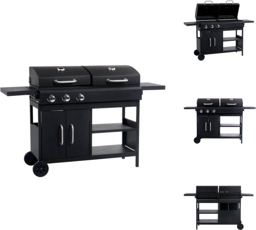 VidaXL combibarbecue Gas-Houtskool 159 x 52.5 x 101.5 cm 8.4 kW Barbecue