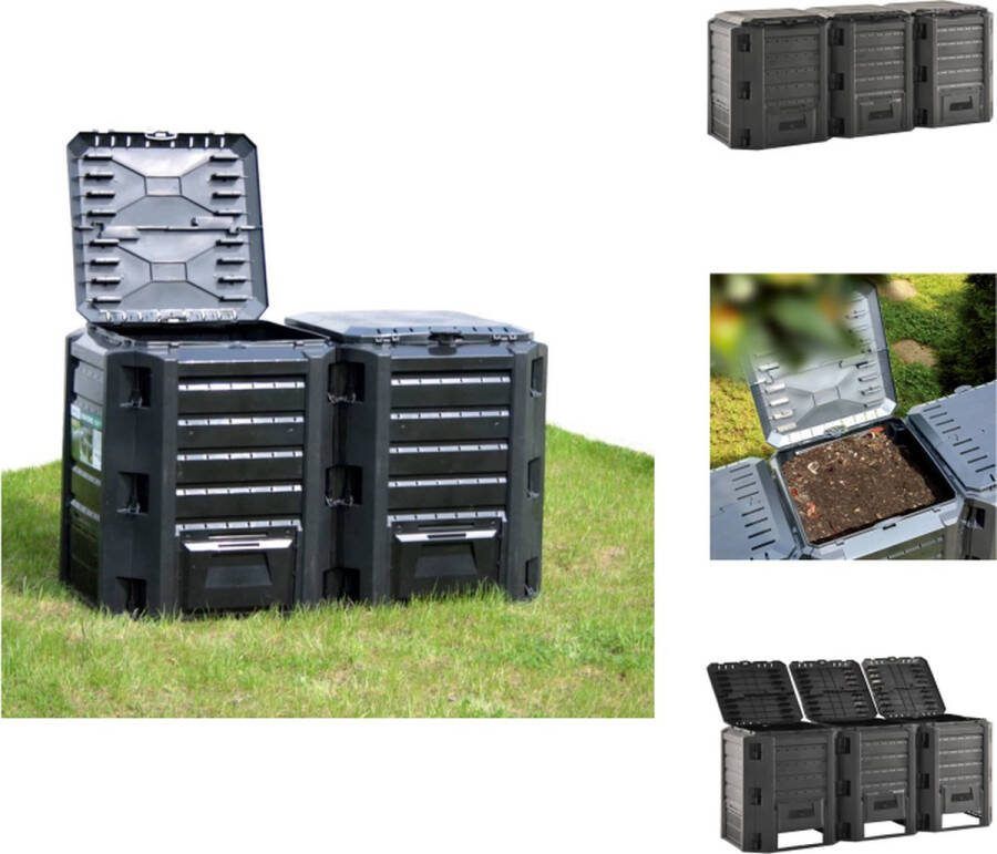 VidaXL Compostbak 1.200 L zwart 100% PP weerbestendig Compostbak