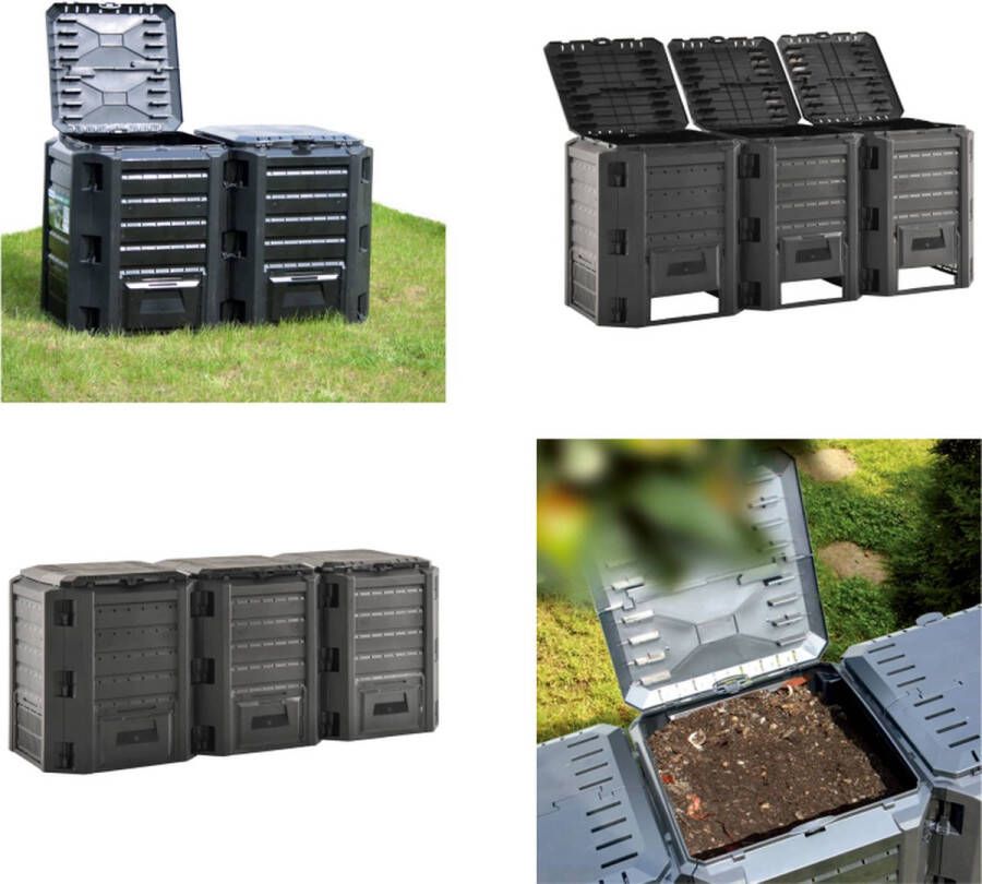 VidaXL Compostbak 1200 L zwart Compostbak Compostbakken Composteerbak Compostemmer