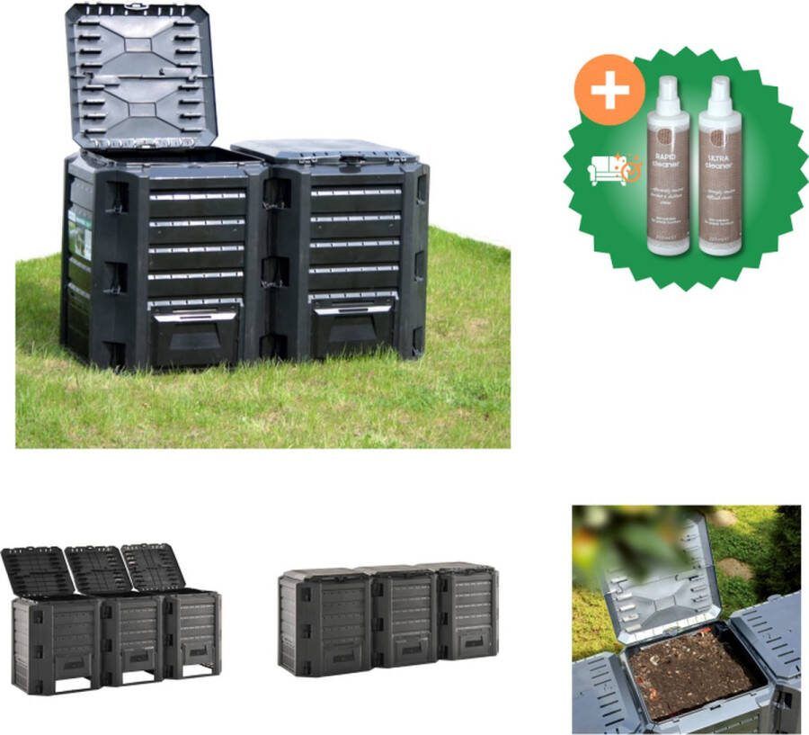 VidaXL Compostbak 1200 L zwart Compostbak Inclusief Onderhoudsset