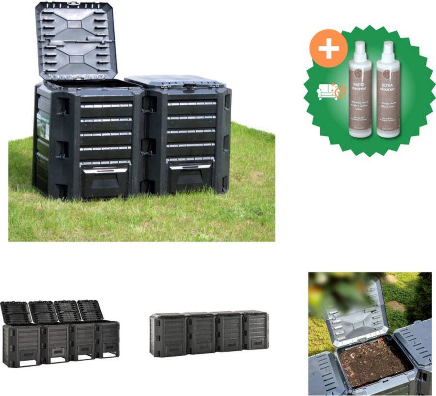 VidaXL Compostbak 1600 L zwart Compostbak Inclusief Onderhoudsset