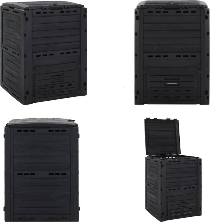VidaXL Compostbak 280 L polypropeen zwart Compostbak Compostbakken Compost Bak Composteerbak