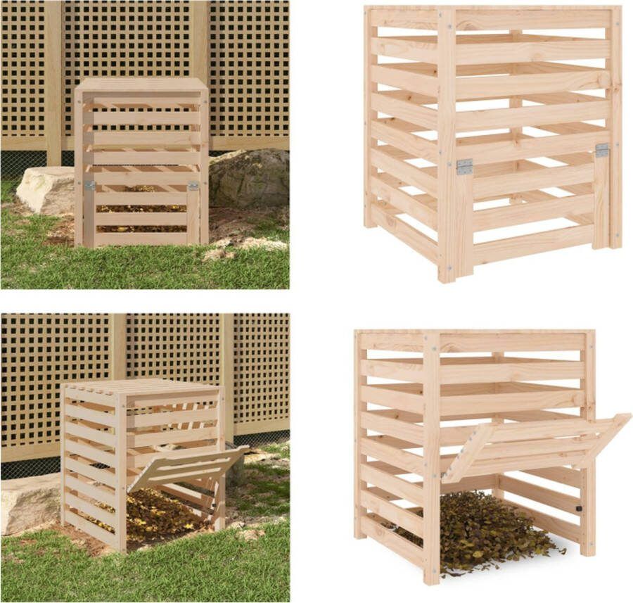 VidaXL Compostbak 63-5x63-5x77-5 cm massief grenenhout Compostbak Compostbakken Composter Tuincompostbak