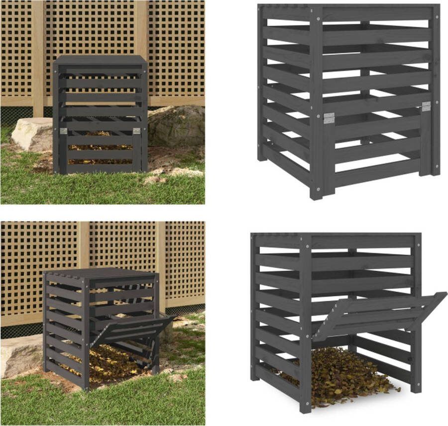 VidaXL Compostbak 63-5x63-5x77-5 cm massief grenenhout grijs Compostbak Compostbakken Composter Tuincompostbak