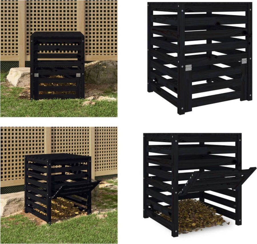 VidaXL Compostbak 63-5x63-5x77-5 cm massief grenenhout zwart Compostbak Compostbakken Composter Tuincompostbak