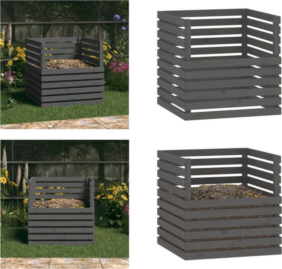 VidaXL Compostbak 80x80x78 cm massief grenenhout grijs Compostbak Compostbakken Composter Tuincompostbak