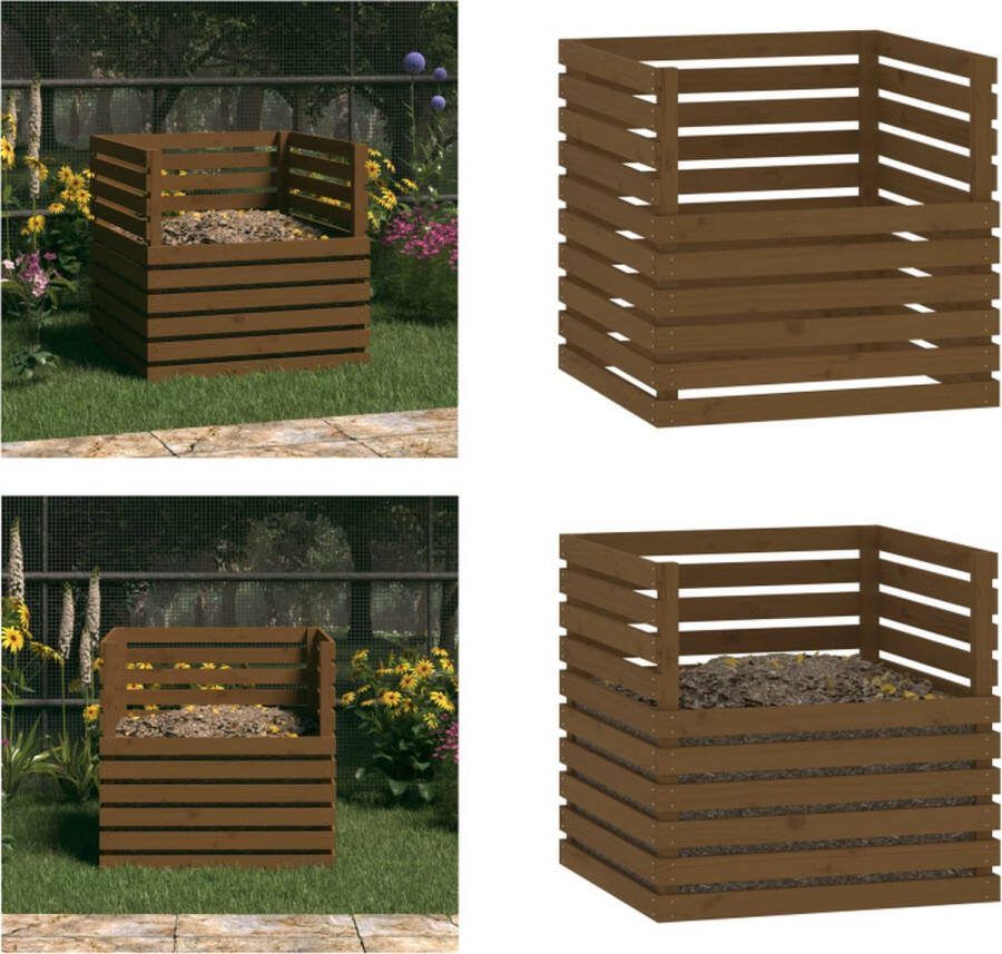 VidaXL Compostbak 80x80x78 cm massief grenenhout honingbruin Compostbak Compostbakken Composter Tuincompostbak