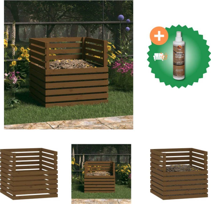 VidaXL Compostbak 80x80x78 cm massief grenenhout honingbruin Compostbak Inclusief Houtreiniger en verfrisser