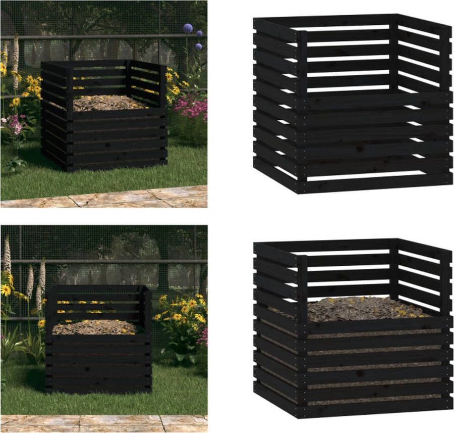 VidaXL Compostbak 80x80x78 cm massief grenenhout zwart Compostbak Compostbakken Composter Tuincompostbak