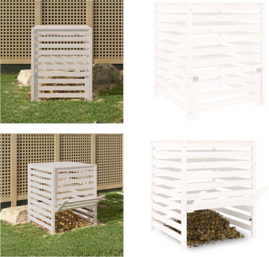 VidaXL Compostbak 82-5x82-5x99-5 cm massief grenenhout wit Compostbak Compostbakken Composter Tuincompostbak