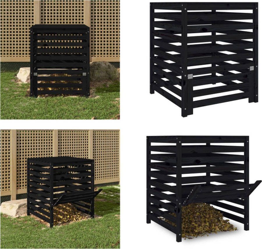 VidaXL Compostbak 82-5x82-5x99-5 cm massief grenenhout zwart Compostbak Compostbakken Composter Tuincompostbak