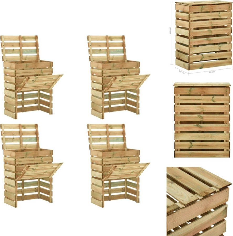 VidaXL Compostbak Grenenhout 80 x 50 x 100 cm Groen geïmpregneerd Compostbak