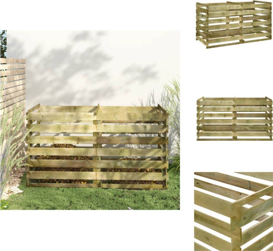 VidaXL Compostbak Hout 180 x 90 x 90 cm Grenenhout Groen geïmpregneerd Compostbak