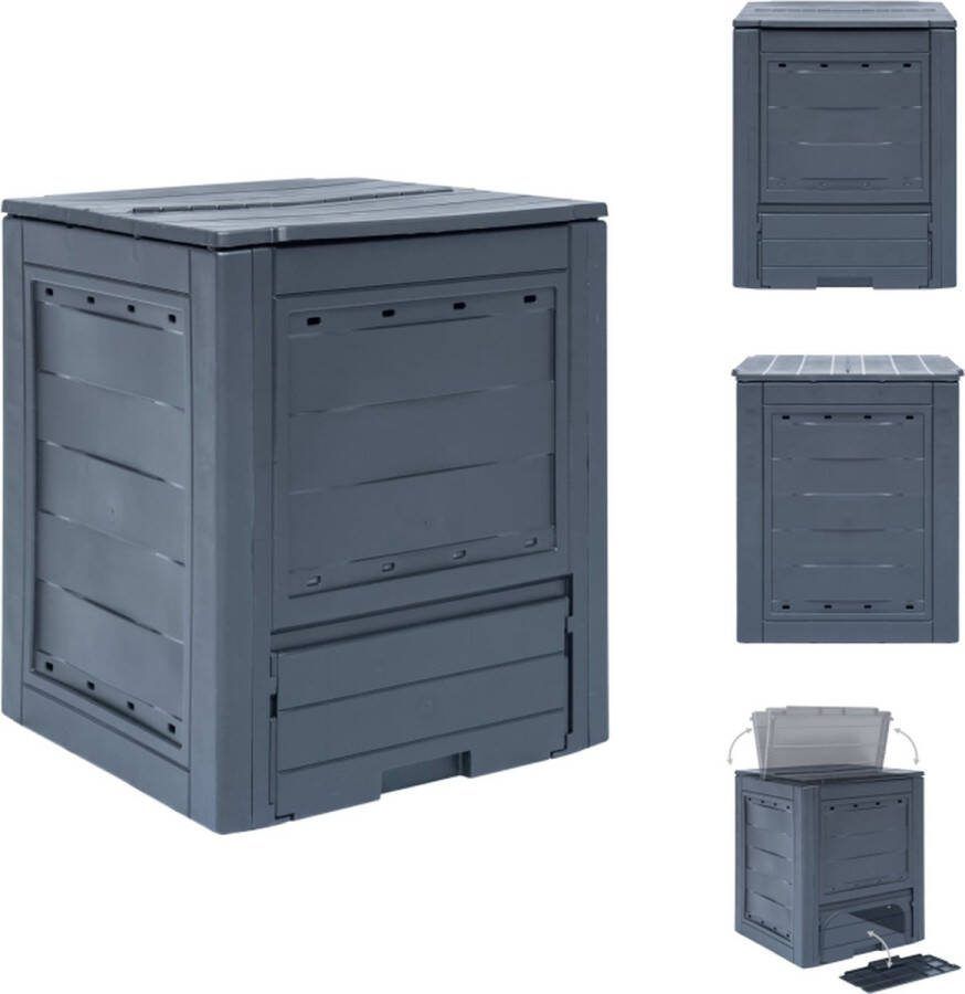 VidaXL Compostbak Kunststof 60 x 60 x 73 cm Grijs 260 L Compostbak