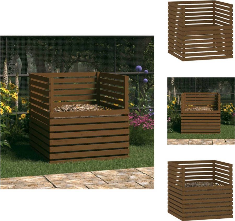 VidaXL Compostbak Massief Grenenhout 100 x 100 x 102 cm Grote inhoud Compostbak