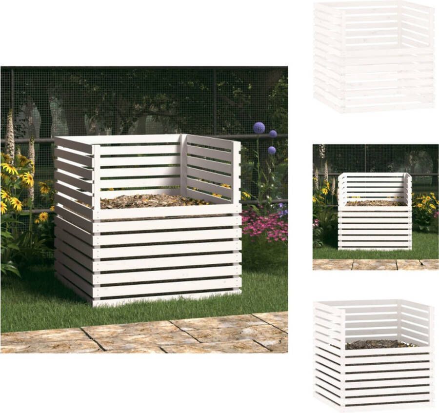 VidaXL Compostbak Massief grenenhout 100 x 100 x 102 cm praktische tuinafvalverzamelaar Compostbak