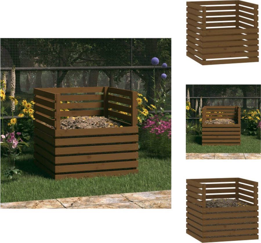 VidaXL Compostbak Massief grenenhout 80 x 80 x 78 cm Praktische functie Compostbak