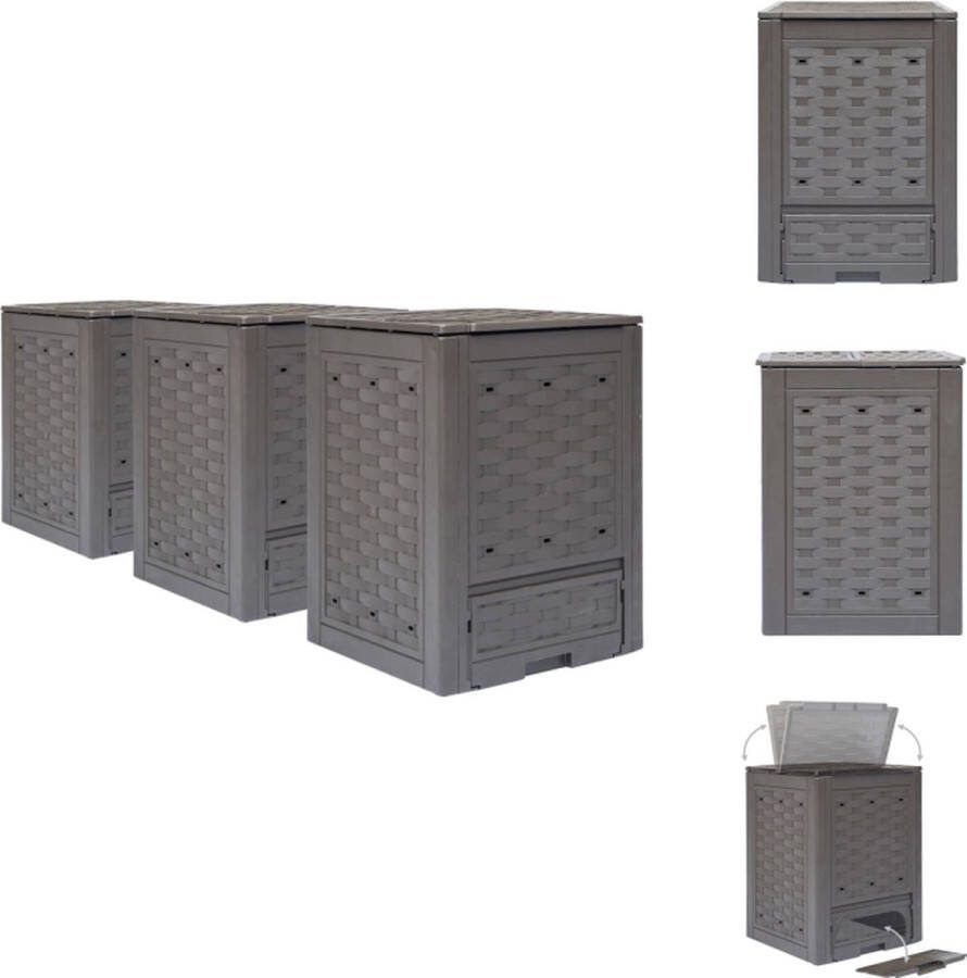 VidaXL Compostbak Rattan-look 300L 60x60x83 cm Uv- en weerbestendig Compostbak
