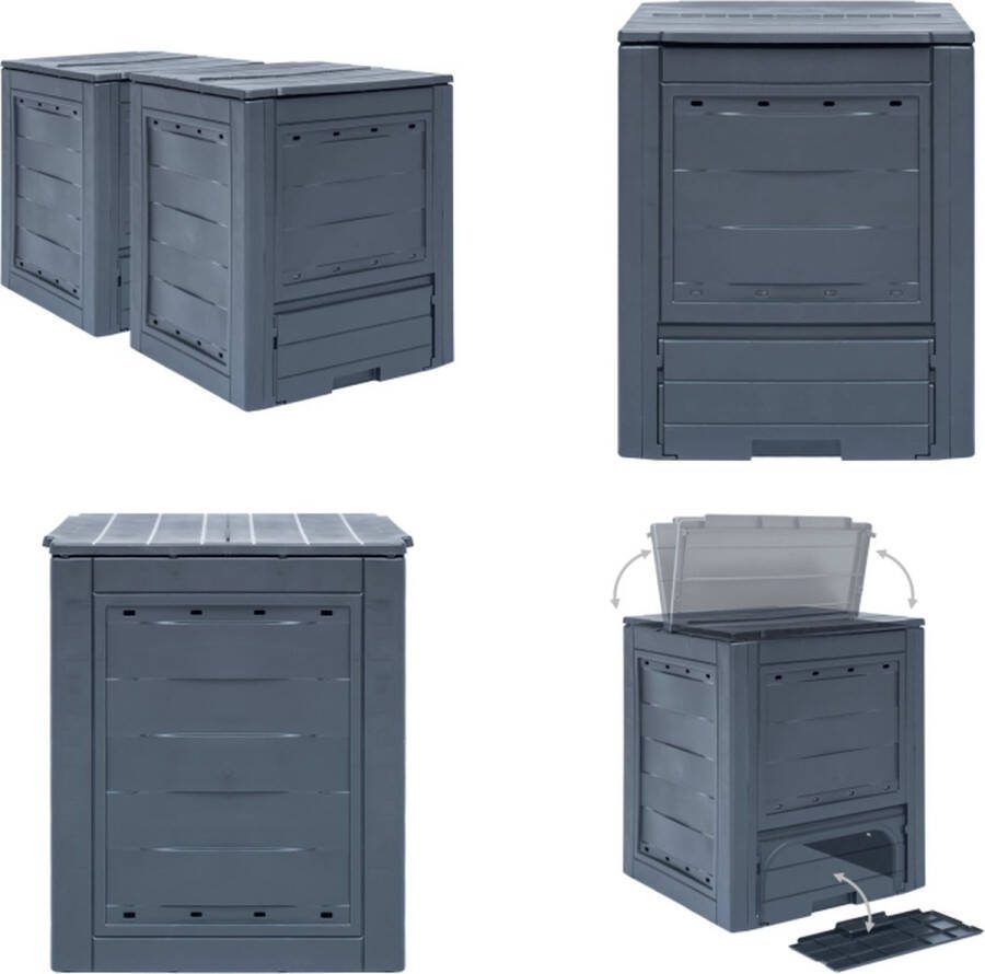 VidaXL Compostbakken 2 st 520 L 60x60x73 cm grijs Compostbak Compostbakken Composteerbak Composteerbakken