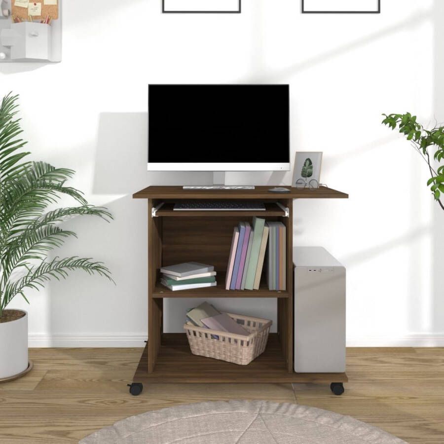 VidaXL Computer bureau spaanplaat 80x50x75 cm kleur bruin eiken
