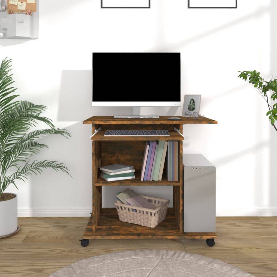 VidaXL Computer bureau spaanplaat 80x50x75 cm kleur smoked eiken