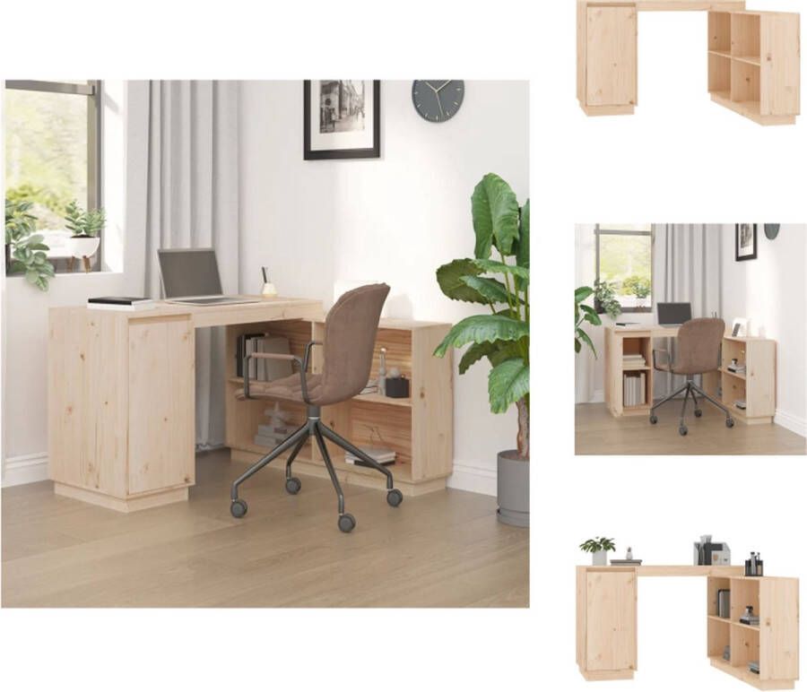 VidaXL Computerbureau Massief grenenhout Opbergruimte Tijdloos design Wandmontage benodigd Inclusief montagehandleiding 110x50x75cm Bureau