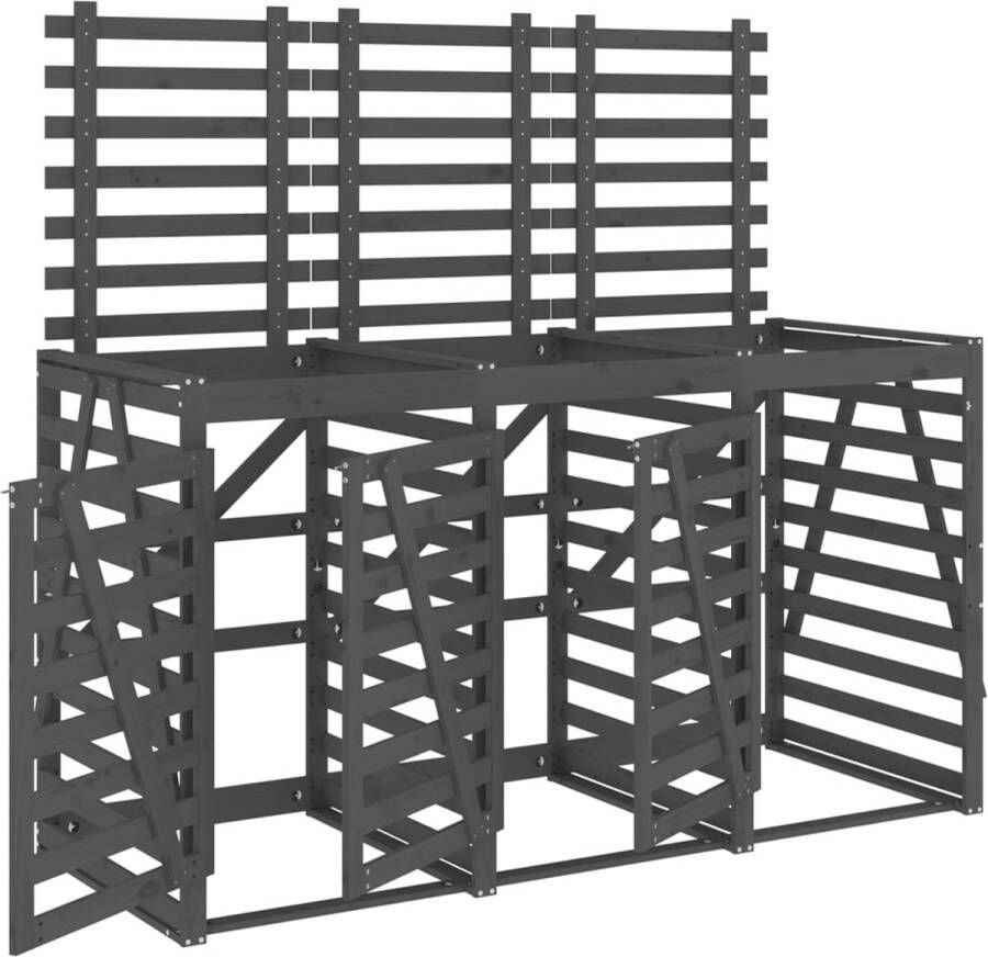 VidaXL -Containerberging-drievoudig-massief-grenenhout-grijs